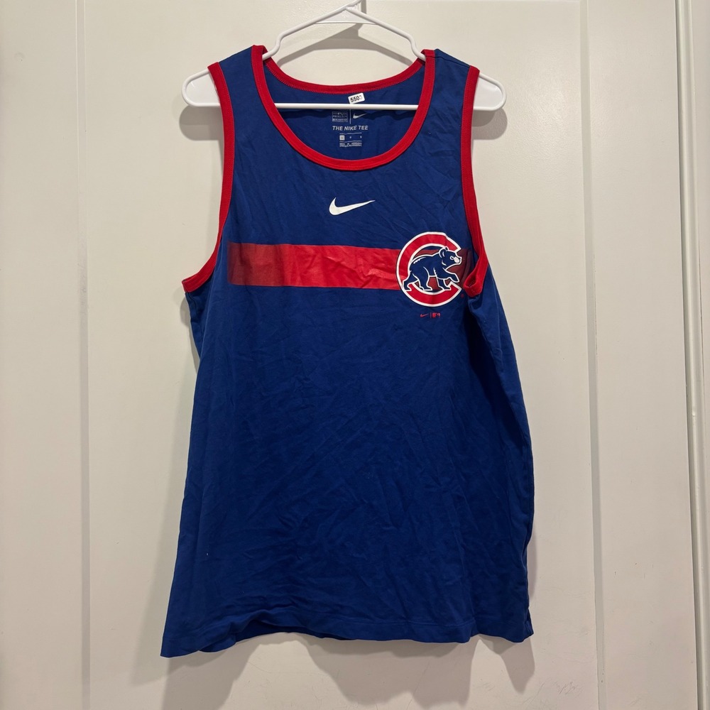 Nike Chicago Cubs MLB Tank Top Mens Large Blue Red Sleeveless Ringer Shirt